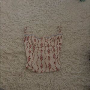Floral Cream and Pink Women's corset top